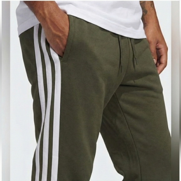 Adidas Sportswear 3-Stripe Fleece Joggers Green White Logo NWT - Picture 2 of 7
